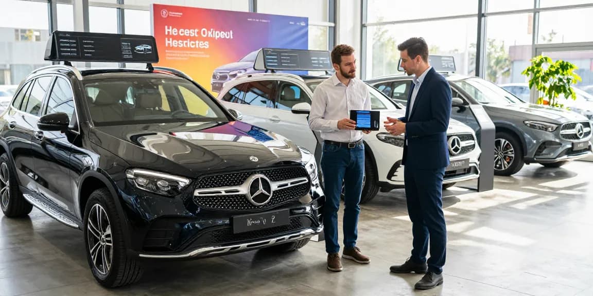 Car history check UK insights for potential buyers at a dealership.