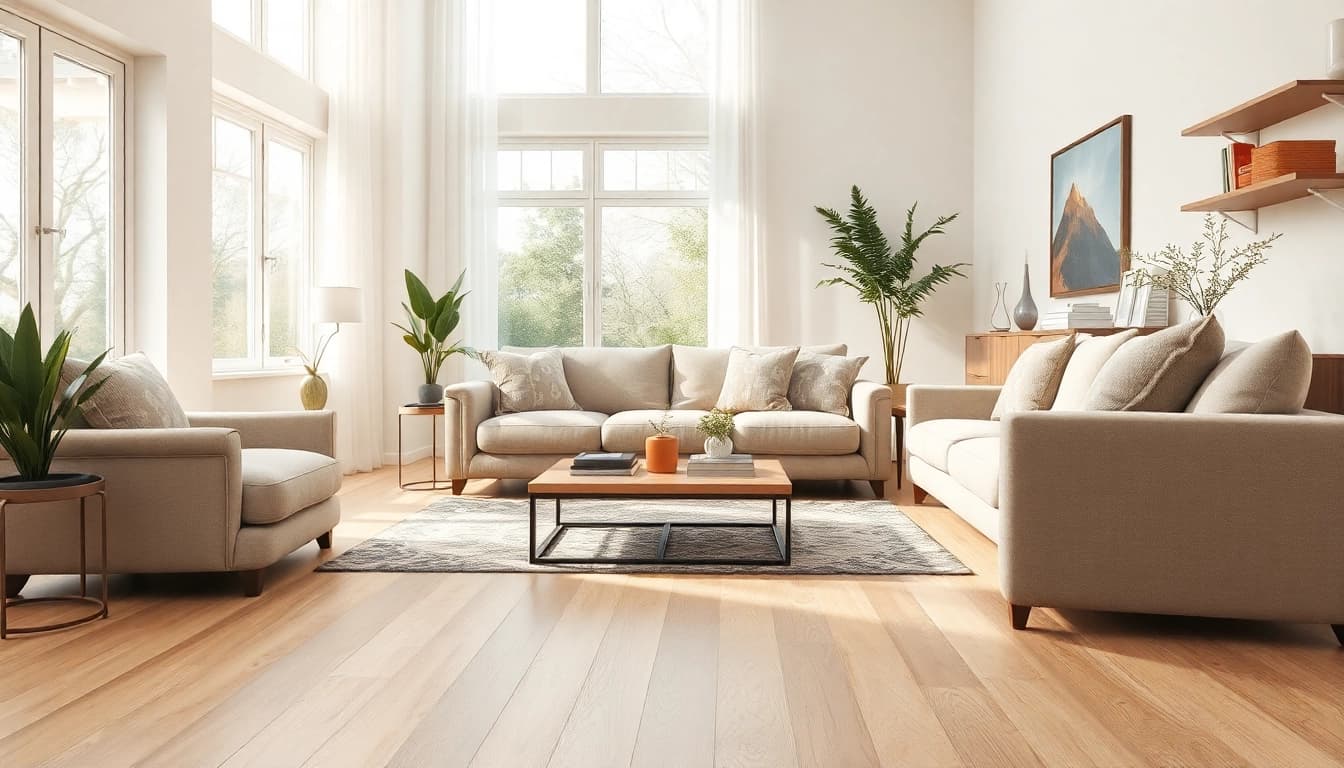Enhance your space with flooring lvp that combines elegance and comfort in a bright living room setting.
