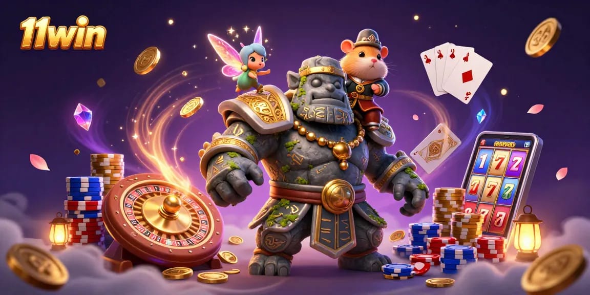 Experience a thrilling 11win adventure with enchanting characters and vibrant casino elements.