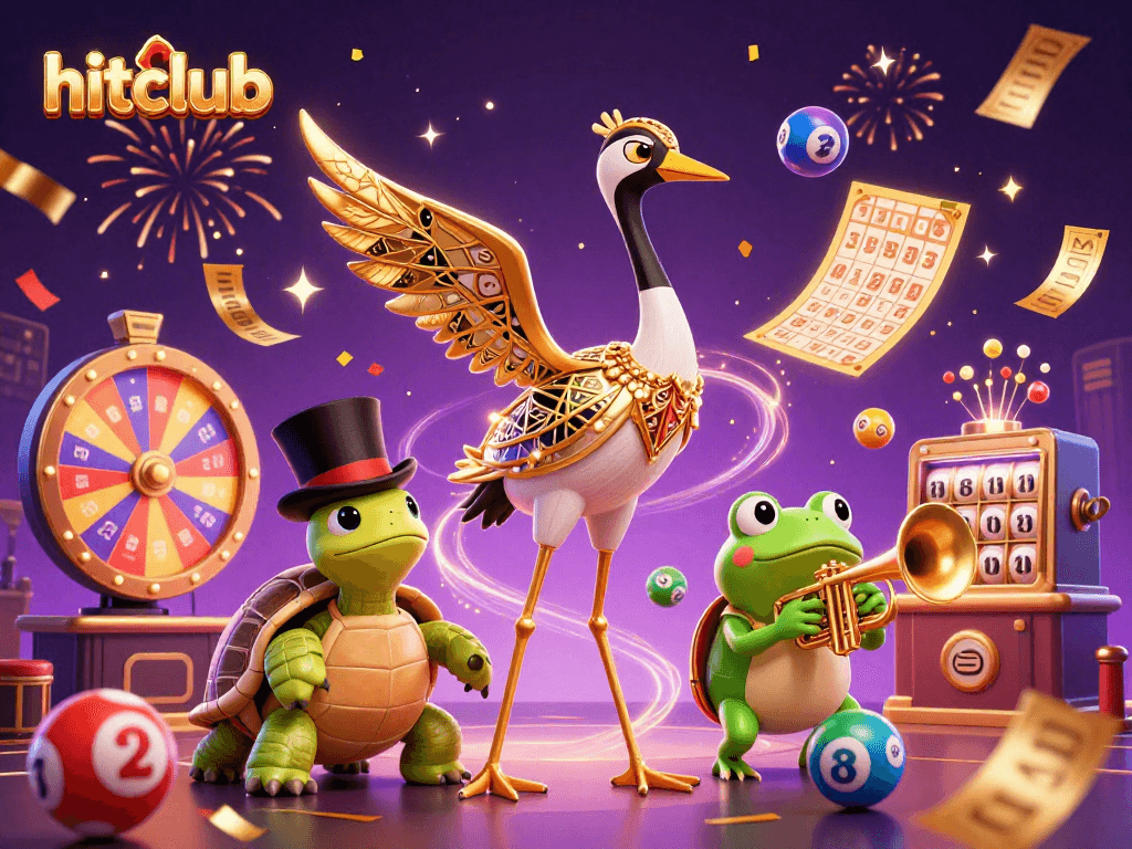 Engage with hitclub's dynamic gaming environment featuring a lively scene of carnival-like festivities.