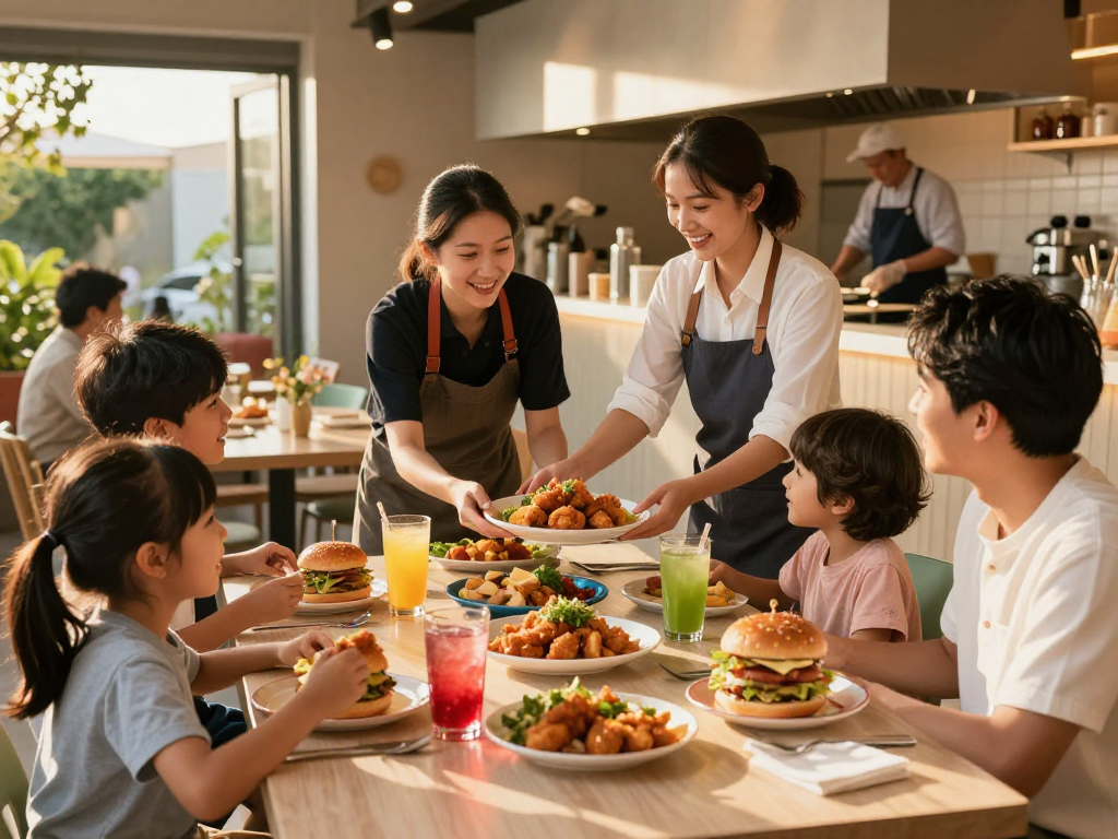 Delightful family dining moment at ROKOK88 with delicious meals, featuring rokok88 link login for easy ordering.