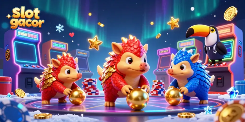 Visualisasikan slot gacor dengan pangolin yang bersaing bowling melalui chip poker berwarna-warni dan skor fantastis.