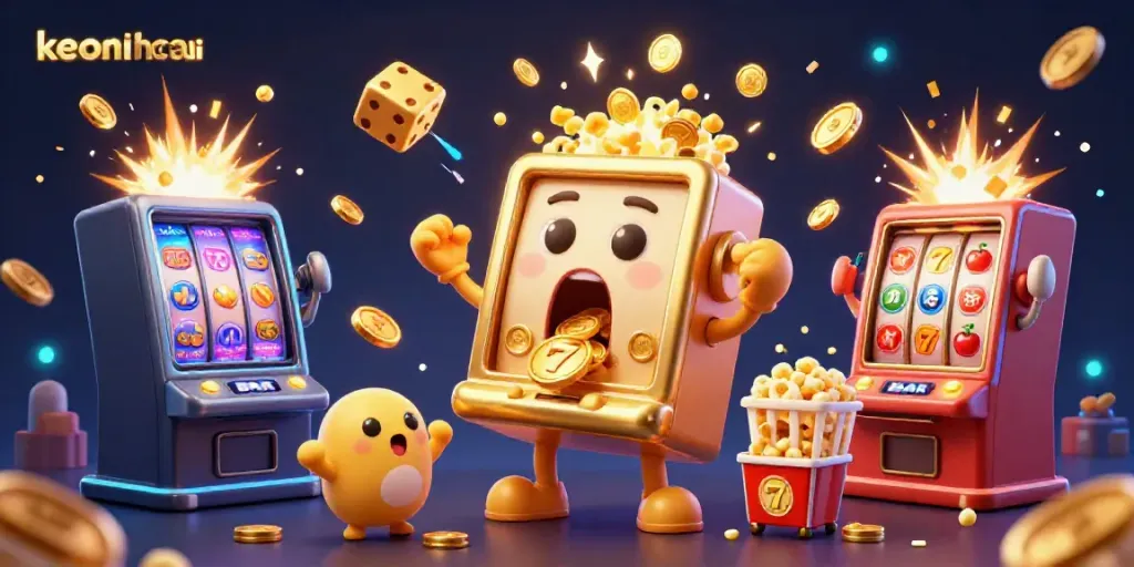 Celebrate wins with keonhacai's delightful slot machines, bursting with coins and cheer!