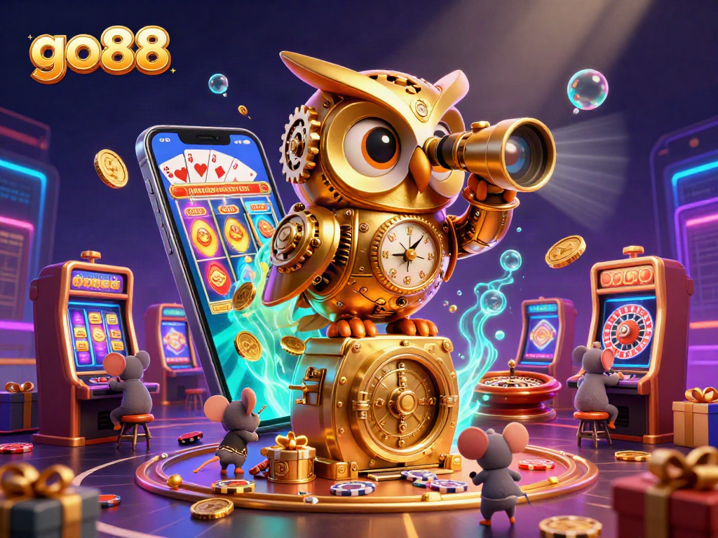 Engage with go88's thrilling casino scene featuring animated characters and vibrant game elements.