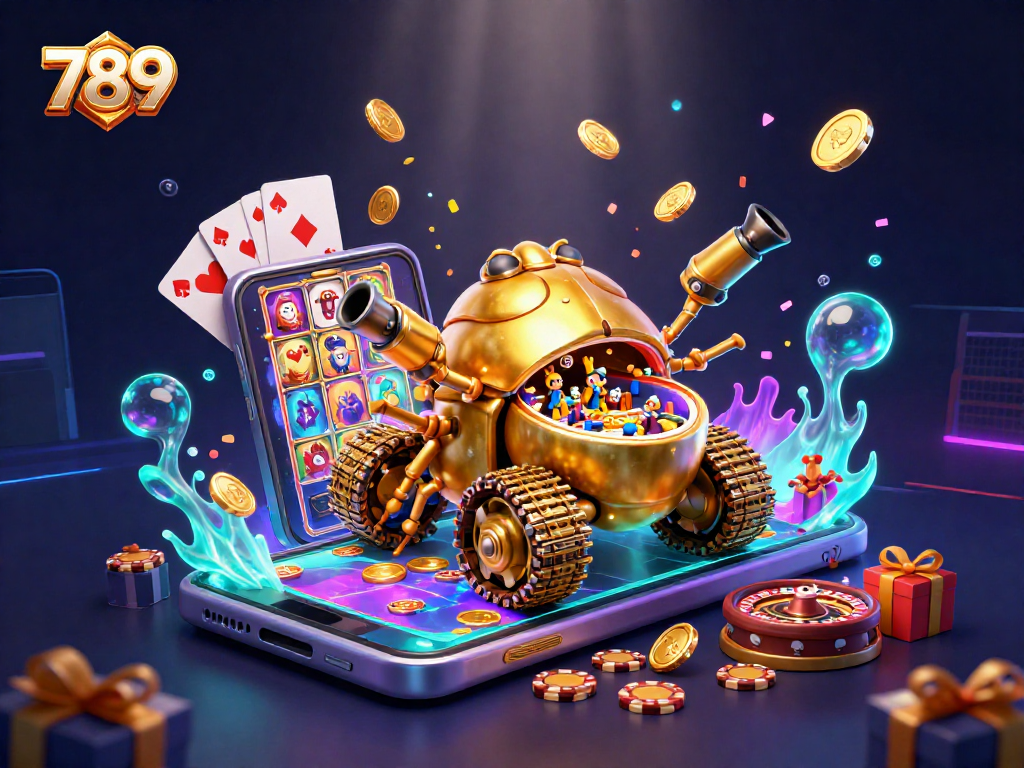 Experience 789's miniature casino magic with confetti and coins flying in a vibrant 3D world.
