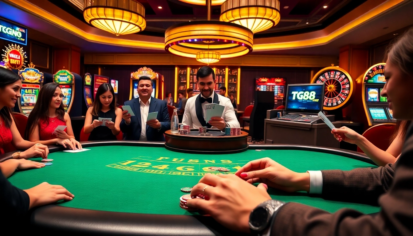 Engaging players at tg88 experience a luxurious casino atmosphere with vibrant games.