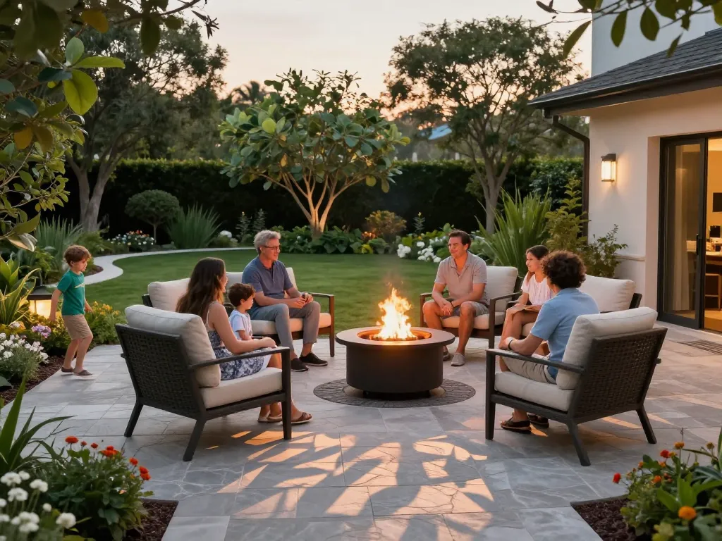 Beautiful outdoor paver patio designed by expert paver companies near me, ideal for family gatherings.