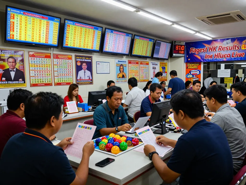 Pemain lotere HK dengan antusias memeriksa hasil real-time di kantor yang hidup