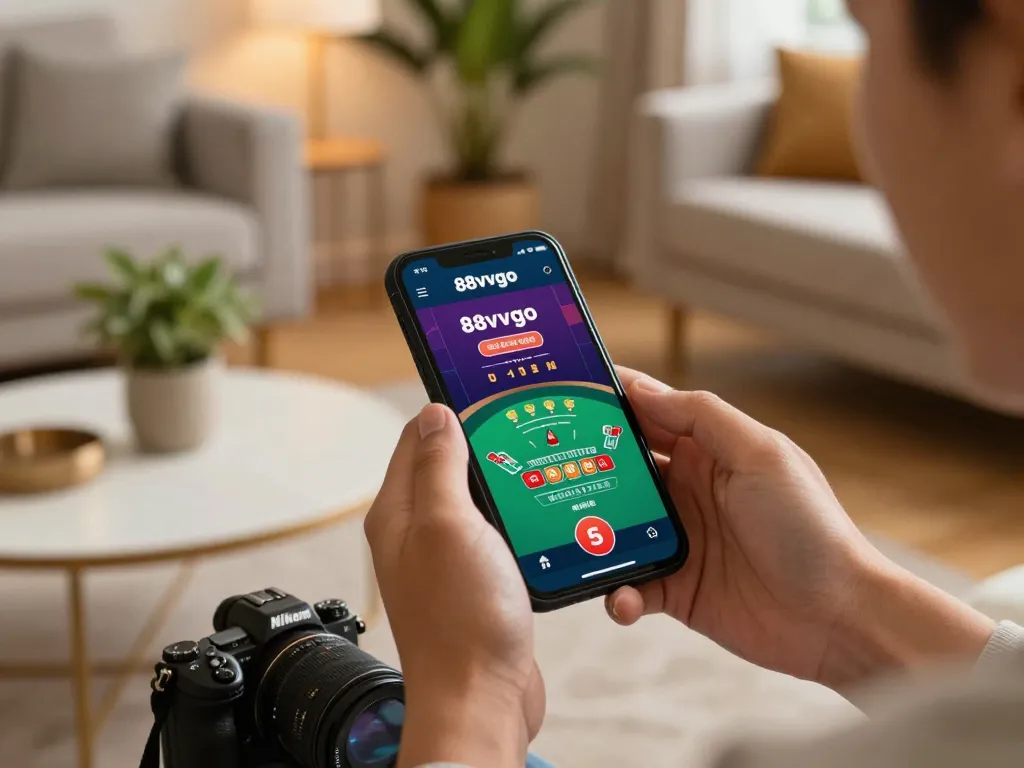 Engaging with the 88vvgo app for live dealer blackjack at home, showcasing a strategic gaming moment