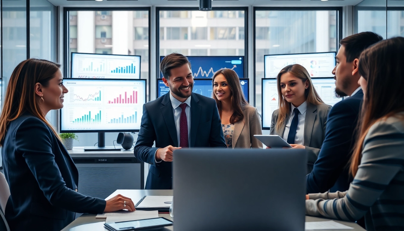 Streamlined contract management process illustrated by a professional team collaborating in a modern office.