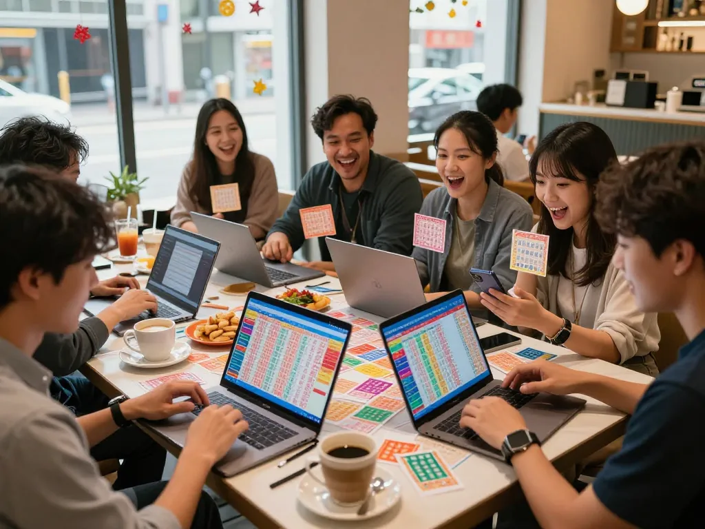 Pemain dengan antusias memeriksa tiket lotere HK mereka selama acara undian langsung di sebuah kafe yang nyaman.