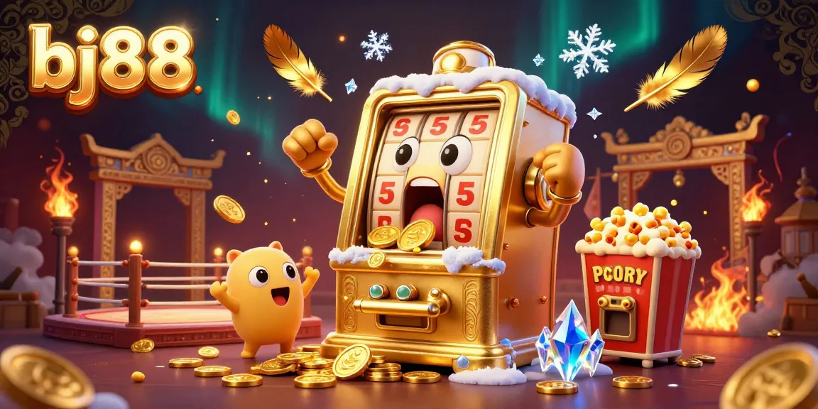 Experience the excitement of bj88 as slot machines celebrate a jackpot win with coins overflowing, capturing the thrill of online betting.