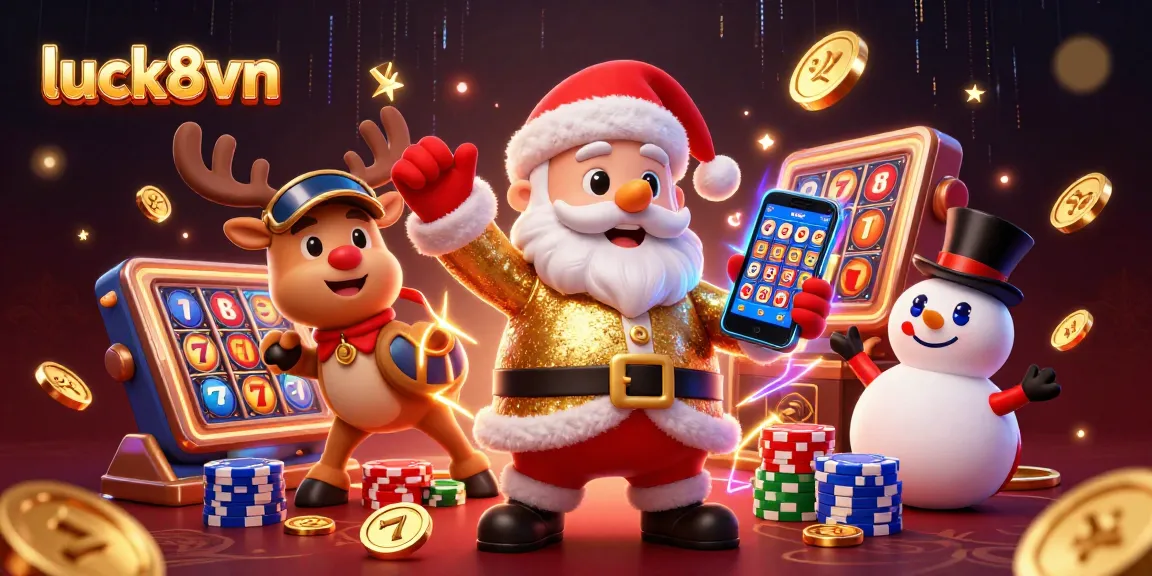 Experience thrilling wins at luck8vn with Santa in a vibrant casino scene full of jackpots.