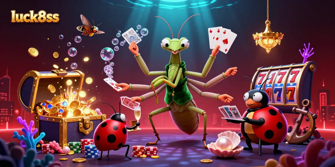 Experience the excitement at luck8ss with a vibrant scene of animated casino action featuring unique characters and rich elements