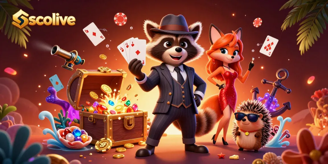 Socolive offers an engaging experience with a suave raccoon and charming fox at a vibrant casino!