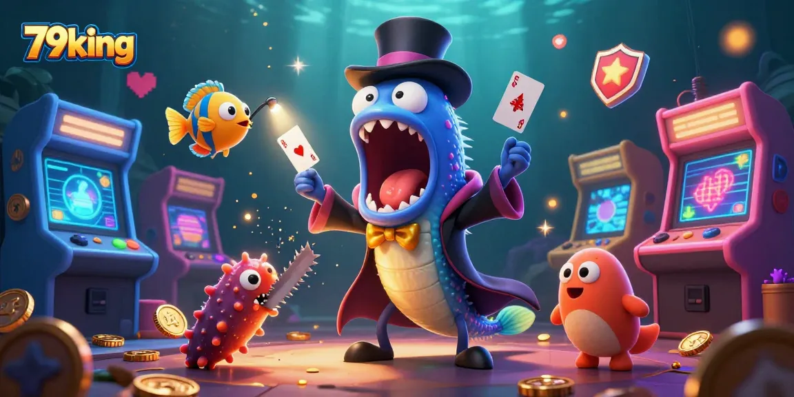 Engage in exciting games at 79king, featuring unique underwater casino elements and vibrant characters.