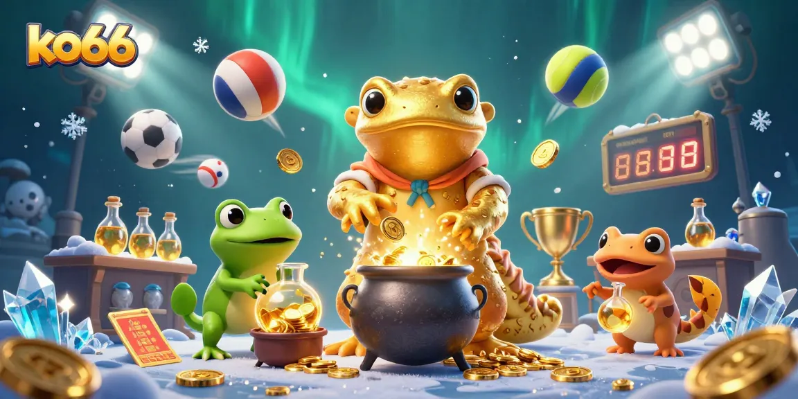 Experience thrilling gaming at ko66 with a giant alchemist and golden coins.